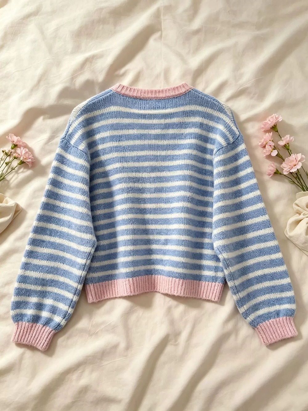 ZARA Casual Loose Stripe Cardigan Sweater for Women Fall Winter